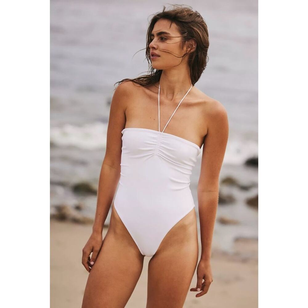 NEW Free People X Alia Blue Perrin One Piece Swimsuit White